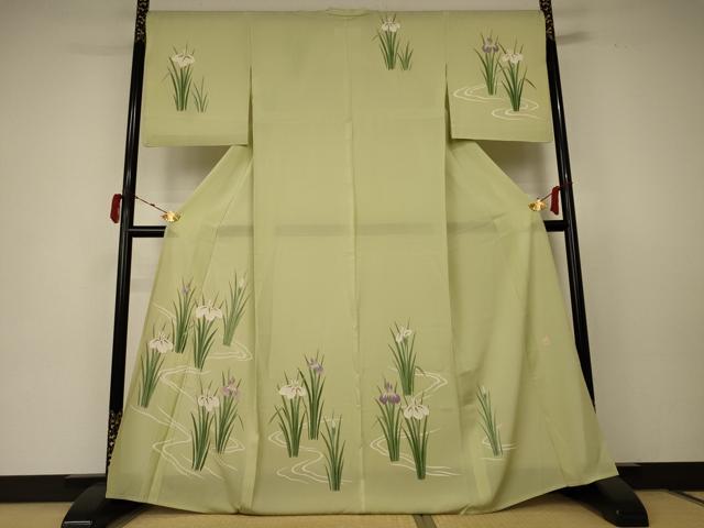 平和屋着物＊夏物　小紋　絽　草花文　金銀彩　正絹　逸品　AABC1890jd