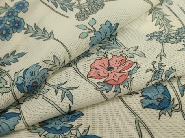 平和屋着物＊夏物　小紋　絽　草花文　洗える着物　AABC1900jd