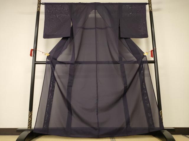 平和屋着物＊夏物　色無地　絽　黒紅色　洗える着物　AABC1905jd