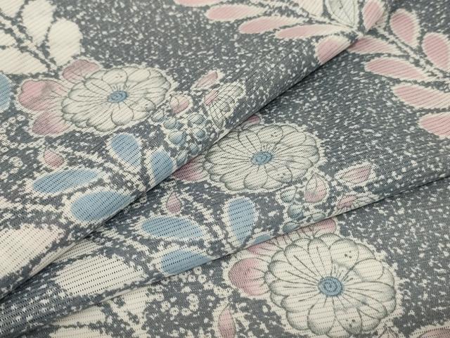 平和屋着物＊夏物　小紋　絽　草花文　洗える着物　AABC1906jd