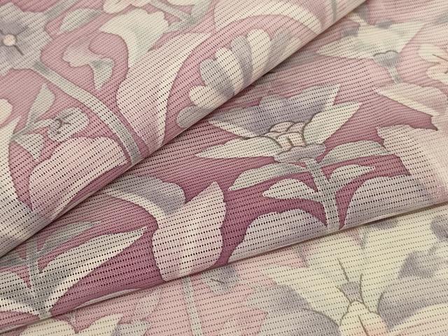 平和屋着物＊夏物　小紋　絽　草花文　洗える着物　AABC1907jd