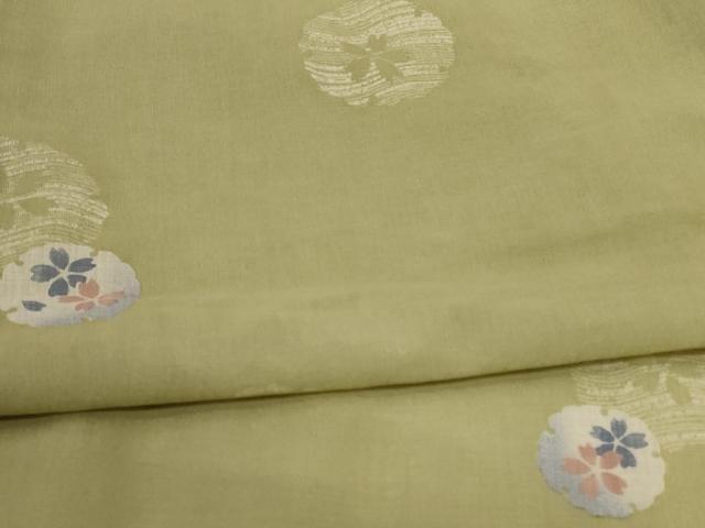 平和屋着物＊夏物　小紋　紗　雪輪桜文　洗える着物　AABC1908jd_4