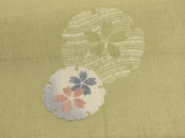 平和屋着物＊夏物　小紋　紗　雪輪桜文　洗える着物　AABC1908jd_5