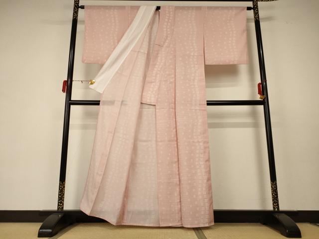 平和屋着物＊夏物　小紋　絽　花間道　洗える着物　AABC1909jd_2