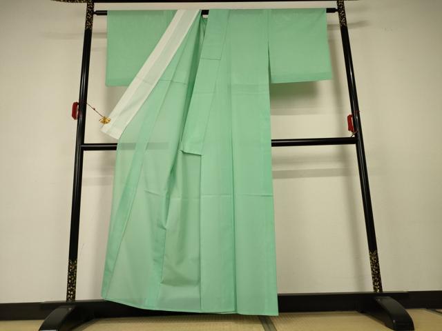 平和屋着物＊夏物　色無地　絽　若緑色　洗える着物　AABC1910jd_1