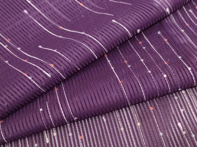 平和屋着物＊夏物　小紋　縦絽　霞文　洗える着物　AABC1915jd