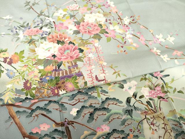 平和屋着物○本加賀友禅作家 寺刺新一 色留袖 枝花