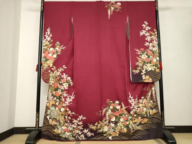 平和屋着物●豪華振袖　流水鴛鴦花文　暈し染め　正絹　逸品　AABC1922ck