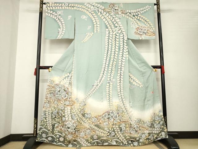平和屋着物●訪問着　作家物　辻が花　舞花文　暈し染め　正絹　逸品　AABC1934ck