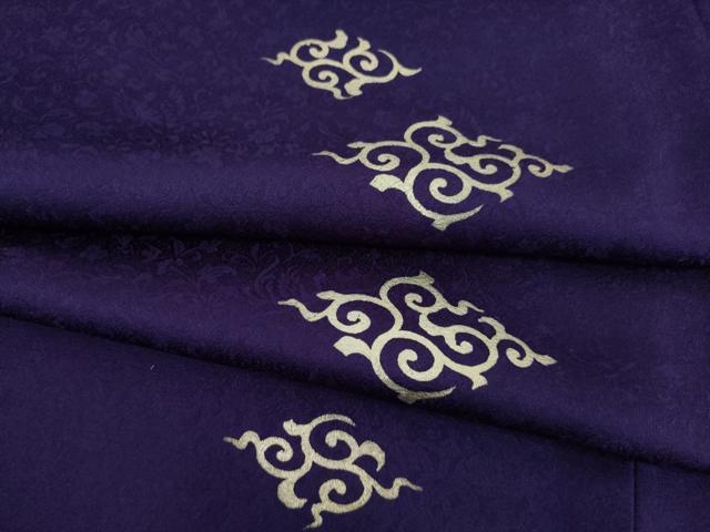 平和屋着物●上質な小紋　菱唐草文　銀彩　正絹　逸品　AABC1939ck