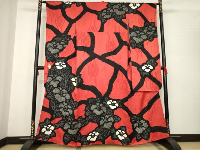 平和屋着物●豪華振袖　総絞り　椿　正絹　逸品　AABC1943ck