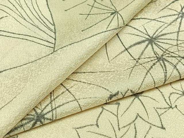 平和屋着物▽上質な小紋　単衣　手描き　風景切嵌花文　正絹　逸品　AABC2208jh