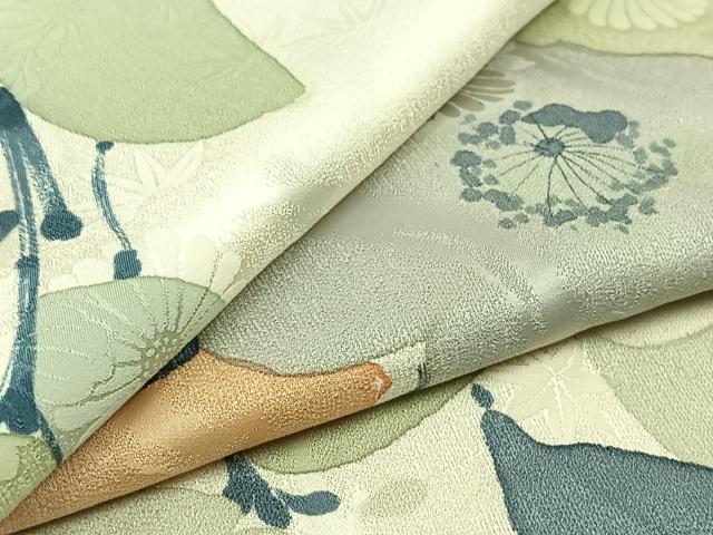 平和屋着物▽上質な小紋　単衣　枝花文　正絹　逸品　AABC2214jh