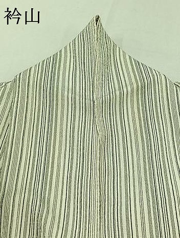 平和屋着物▽本塩沢　単衣　縞　正絹　逸品　AABC2221jh_6