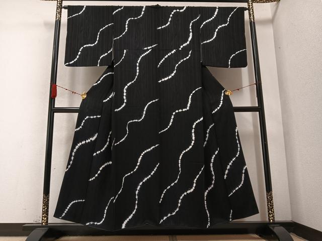 平和屋着物●上質な小紋　絞り　流水文　正絹　逸品　AABC2527ph