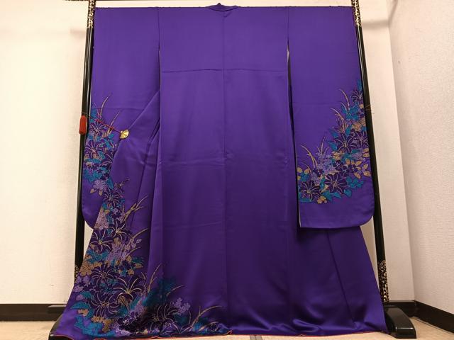 平和屋着物●豪華振袖　草花文　金彩　ロング丈　正絹　逸品　AABC2536ph