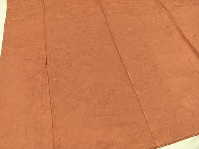 平和屋着物●上質な色無地　人物風景草花地紋　＆#32385；色　さが美扱い　正絹　逸品　AABC2577ph 平和屋着物○上質な色無地 人物風景草花地紋 ＆#32385；色 さが美