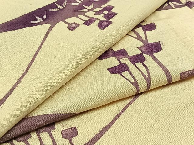 平和屋着物▽上質な紬　単衣　風景文　正絹　逸品　AABC3169jh