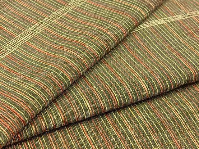 平和屋着物▽上質な紬　単衣　縞　正絹　逸品　AABC3170jh