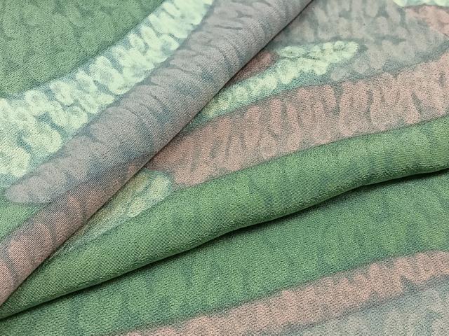 平和屋着物▽上質な小紋　単衣　霞文　正絹　逸品　AABC3186jh