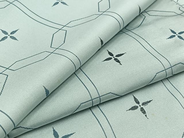 平和屋着物▽お召　単衣　亀甲花文　正絹　逸品　AABC3194jh