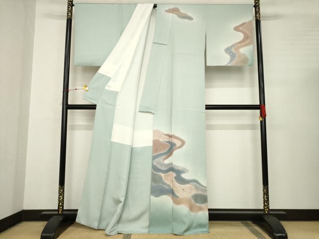 平和屋着物○訪問着 流水文 暈し染め 金彩 正絹 逸品 AABC3201ck