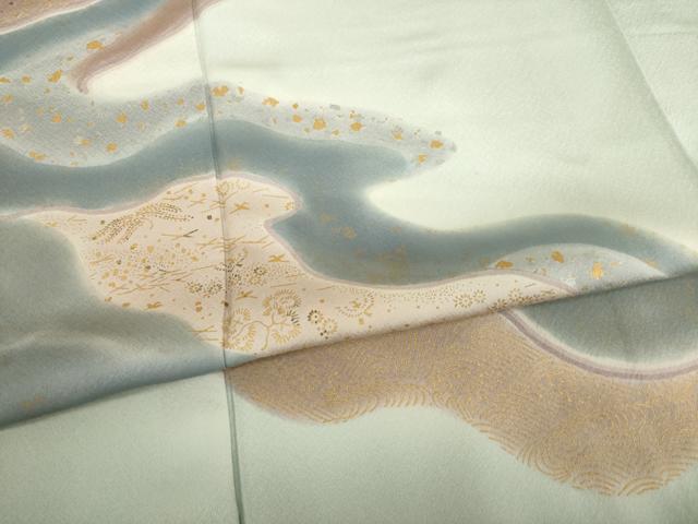 平和屋着物○訪問着 流水文 暈し染め 金彩 正絹 逸品 AABC3201ck