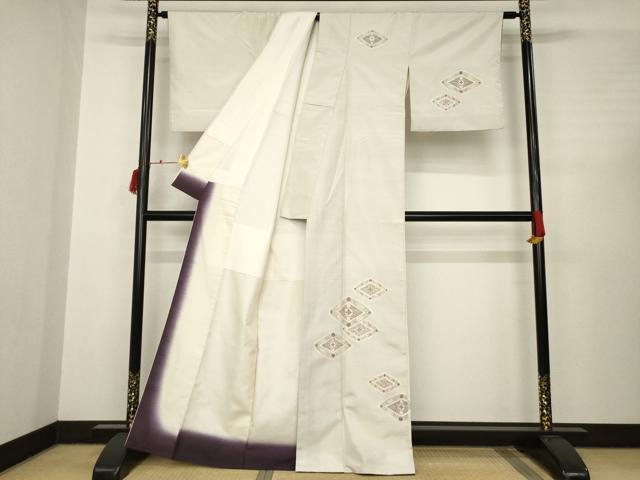 平和屋着物●訪問着　紬地　花菱文　正絹　逸品　AABC3230ck 平和屋着物○訪問着 紬地 花菱文 正絹 逸品 AABC3230ck