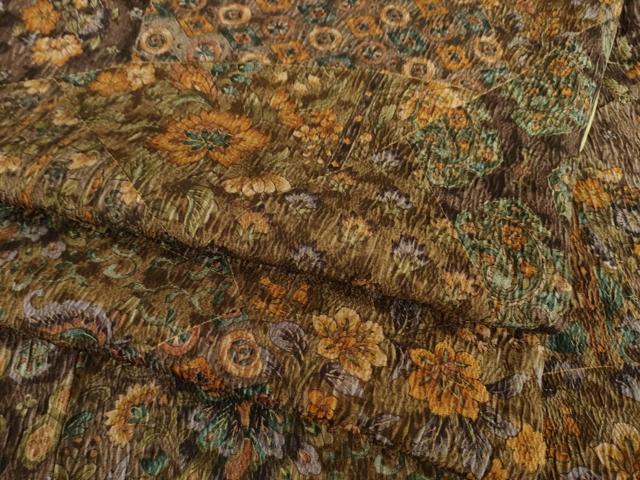 平和屋着物●上質な小紋　更紗花文　ロング丈　正絹　逸品　AABC3238ck