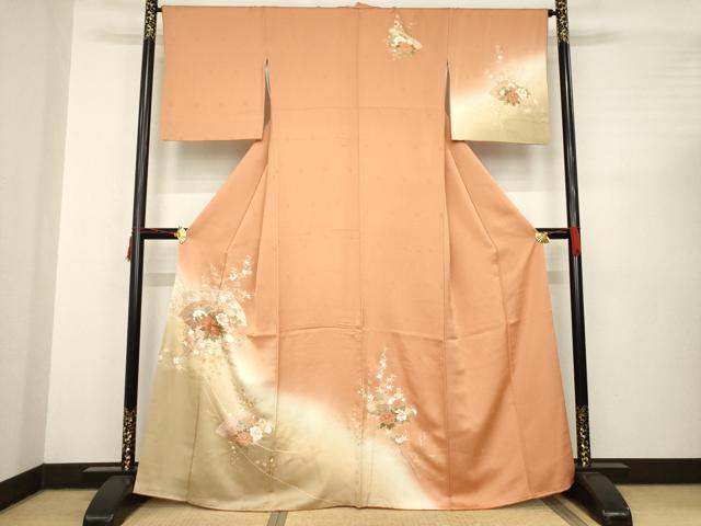 平和屋着物○訪問着 絞り 舞花文 暈し染め 金彩 正絹 逸品 DAAX4418ps