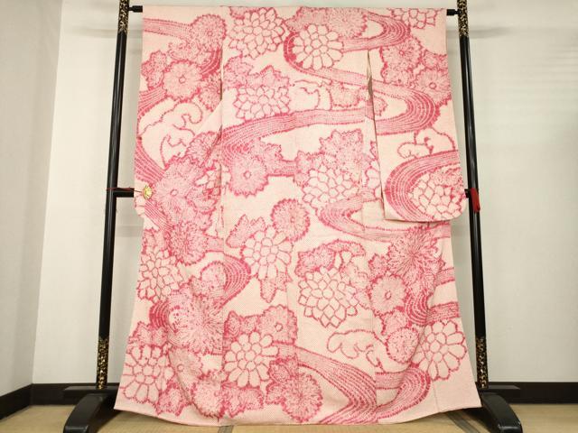 平和屋着物●豪華振袖　総絞り　流水花文　正絹　逸品　AABC3279ck