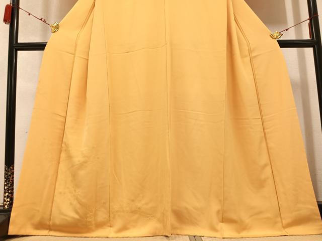 平和屋着物○豪華色留袖 竜田川 色無地 萱草色 正絹 逸品 AABC3342ph