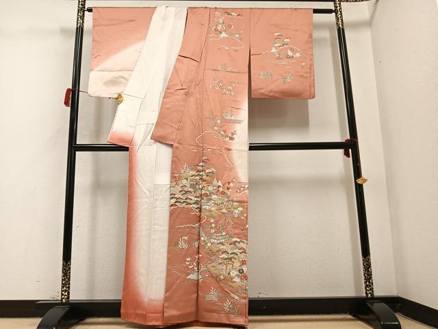 平和屋着物○訪問着 松竹梅風景文 暈し染め 金彩 正絹 逸品 AAAU8005zg