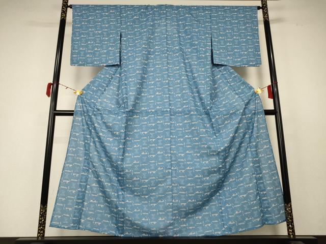 平和屋着物＊夏物　小紋　絽　幾何学文様　洗える着物　未使用　AABC3409jd_1