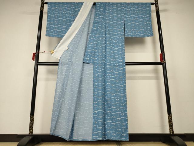 平和屋着物＊夏物　小紋　絽　幾何学文様　洗える着物　未使用　AABC3409jd_2