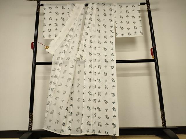 平和屋着物＊夏物 小紋 絽 草花文 洗える着物 AABC3415jd