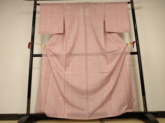 平和屋着物＊夏物　小紋　絽　草花間道　洗える着物　AABC3417jd_1