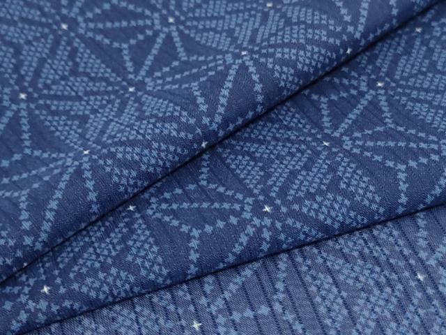 平和屋着物＊夏物　小紋　紗　麻の葉文様　洗える着物　AABC3422jd