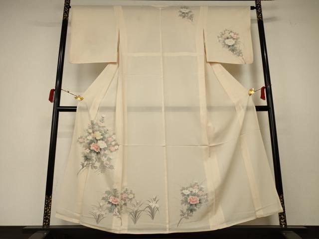 平和屋着物＊夏物　訪問着　絽　草花文　正絹　逸品　AABC3431jd