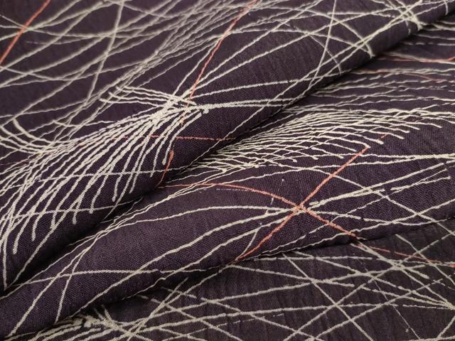 平和屋着物＊夏物　小千谷ちぢみ　薄文　麻　逸品　AABC3440jd