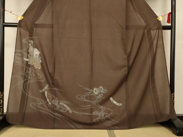 平和屋着物＊夏物　訪問着　変わり絽　人物文　能　正絹　逸品　AABC3442jd 平和屋着物＊夏物 訪問着 変わり絽 人物文 能 正絹 逸品 AABC3442jd