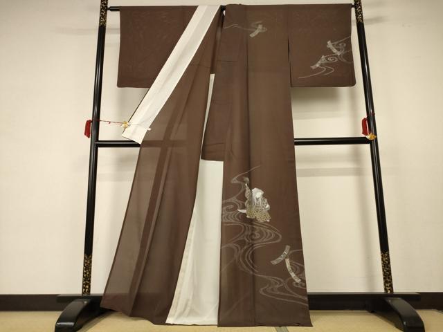 平和屋着物＊夏物　訪問着　変わり絽　人物文　能　正絹　逸品　AABC3442jd_1