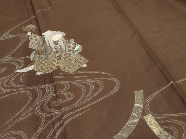 平和屋着物＊夏物　訪問着　変わり絽　人物文　能　正絹　逸品　AABC3442jd_3