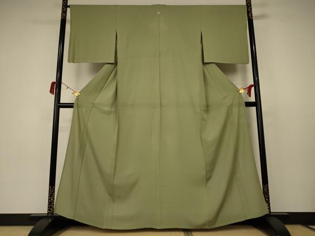 平和屋着物＊夏物　色無地　絽　柳茶色　洗える着物　AABC3456jd