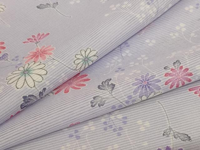 平和屋着物＊夏物　小紋　絽　草花文　洗える着物　AABC3465jd