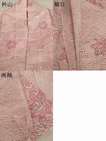 平和屋着物＊夏物　小紋　絽　立波花文　洗える着物　AABC3467jd_7