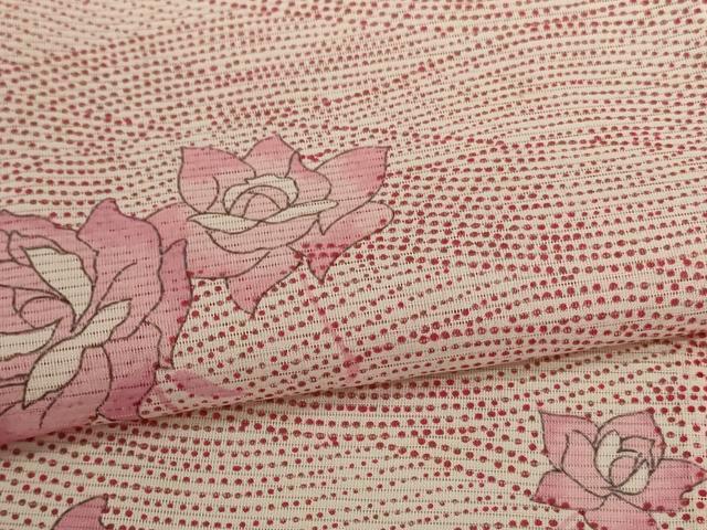 平和屋着物＊夏物　小紋　絽　立波花文　洗える着物　AABC3467jd_4