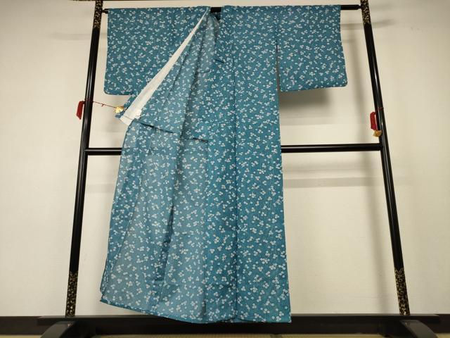 平和屋着物＊夏物　小紋　絽　枝花文　洗える着物　AABC3470jd_2