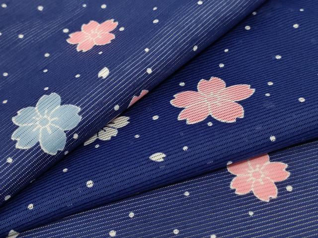 平和屋着物＊夏物　小紋　絽　舞桜文　洗える着物　AABC3479jd