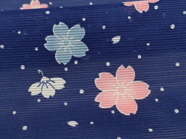 平和屋着物＊夏物　小紋　絽　舞桜文　洗える着物　AABC3479jd_5